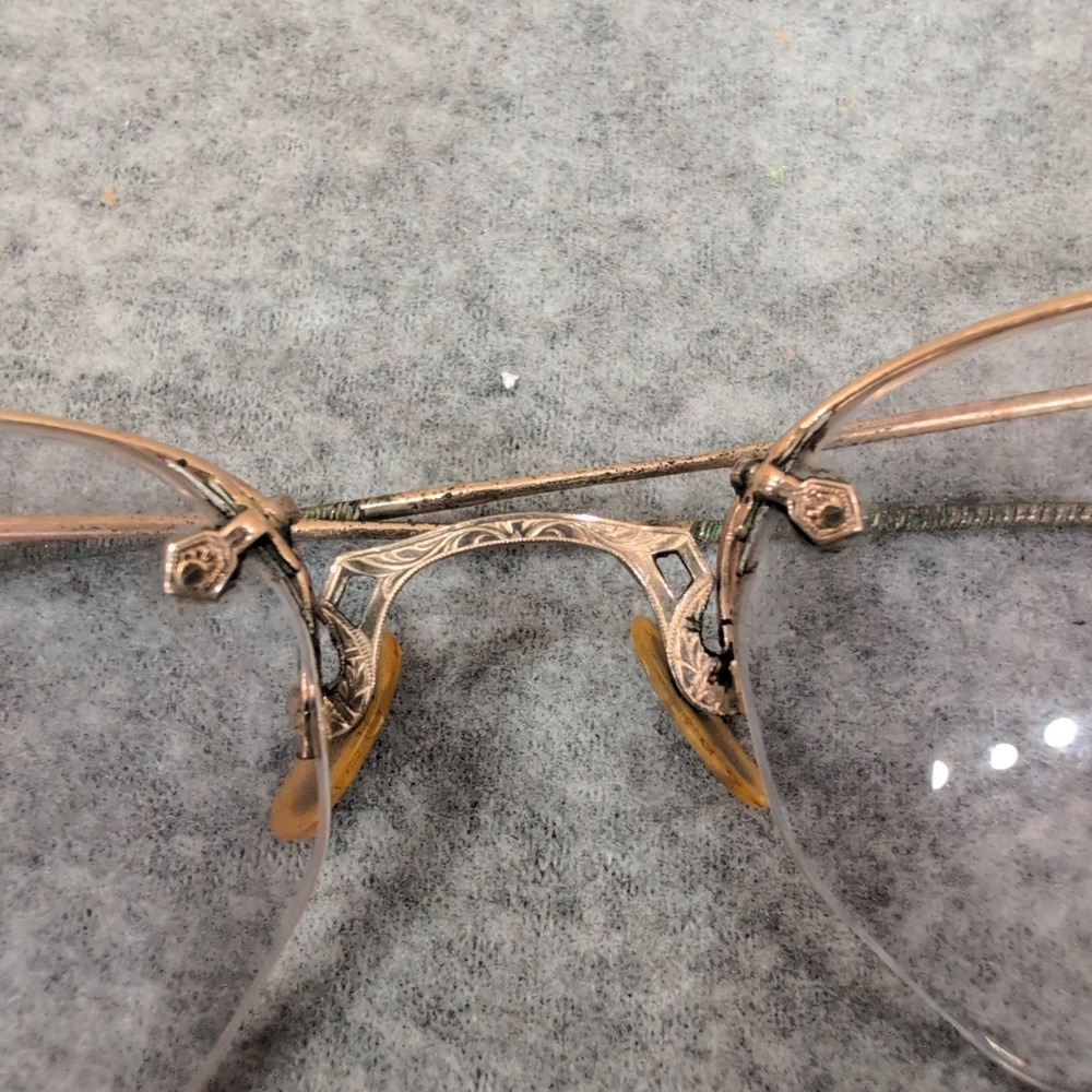 Vintage Rimless Engraved Gold Tone Eyeglass Frames Cable Temples Retro Smalls 1 - Picture 4 of 5